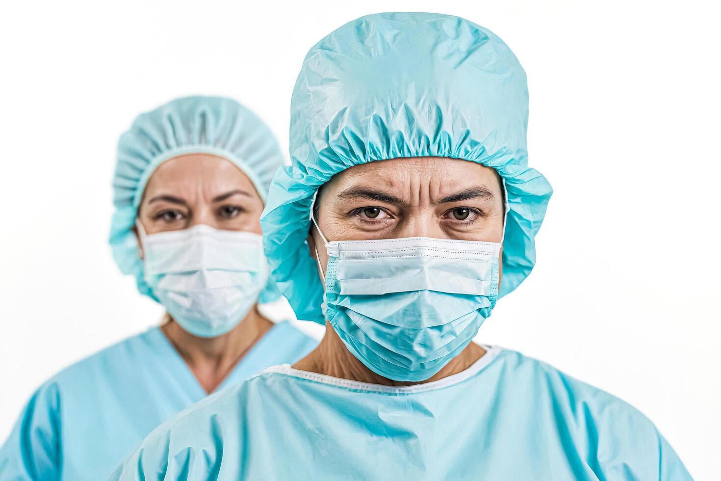 Portrait of a Surgeon in a Blue Scrubs and Mask photo