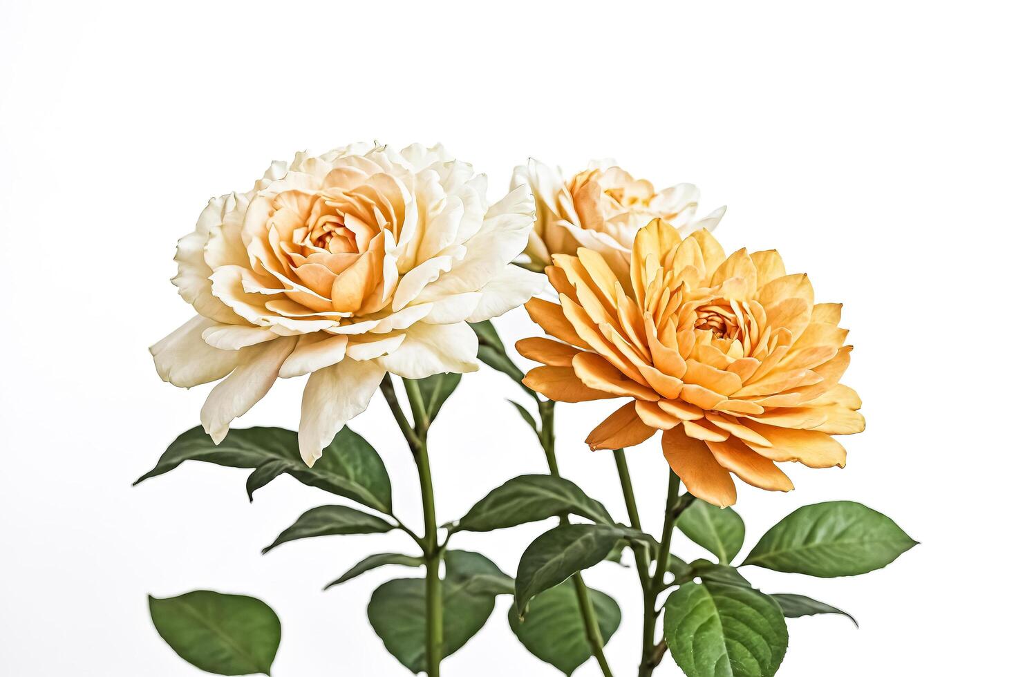 Peach and Cream Roses on White Background photo