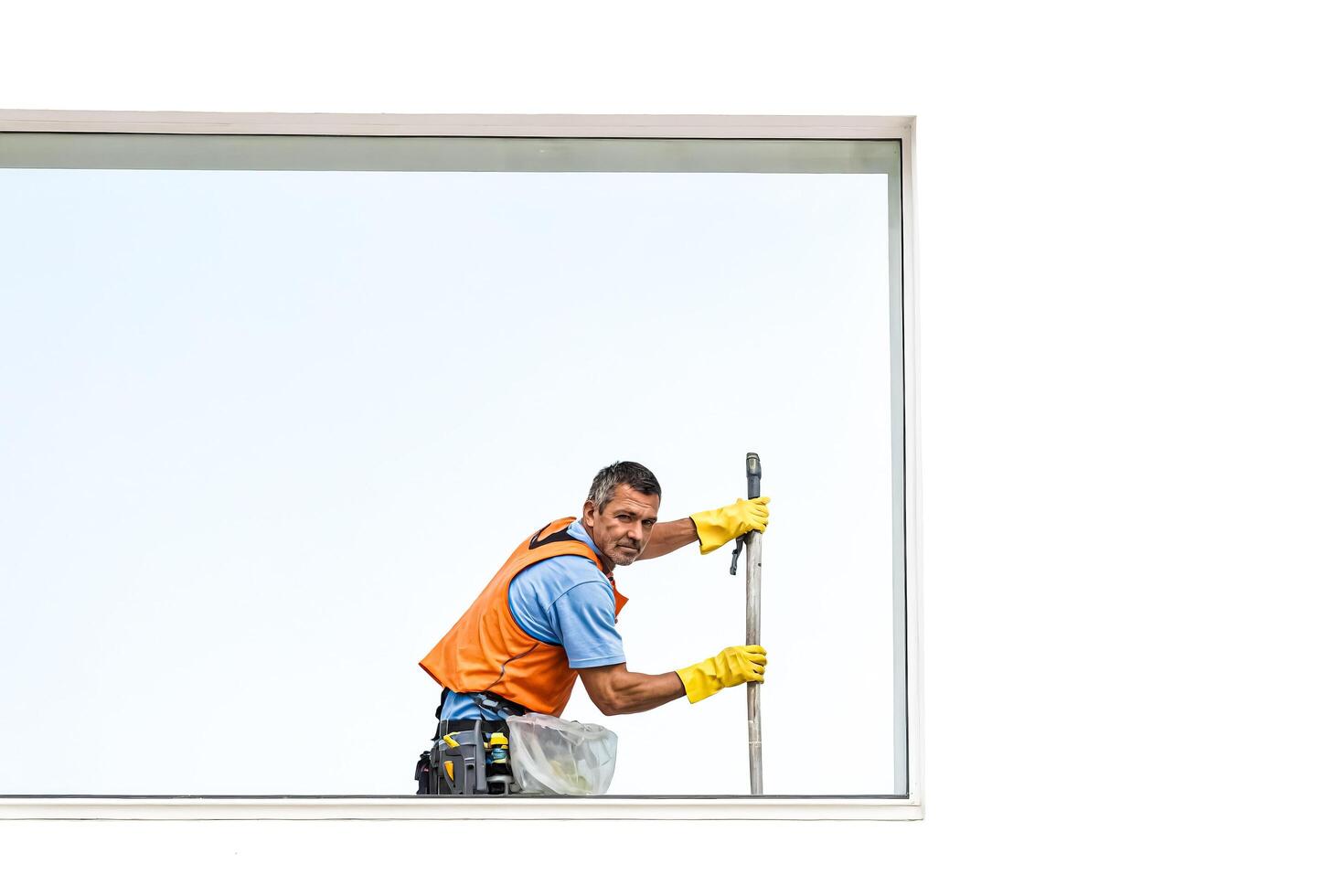 Window Cleaner with Safety Equipment photo