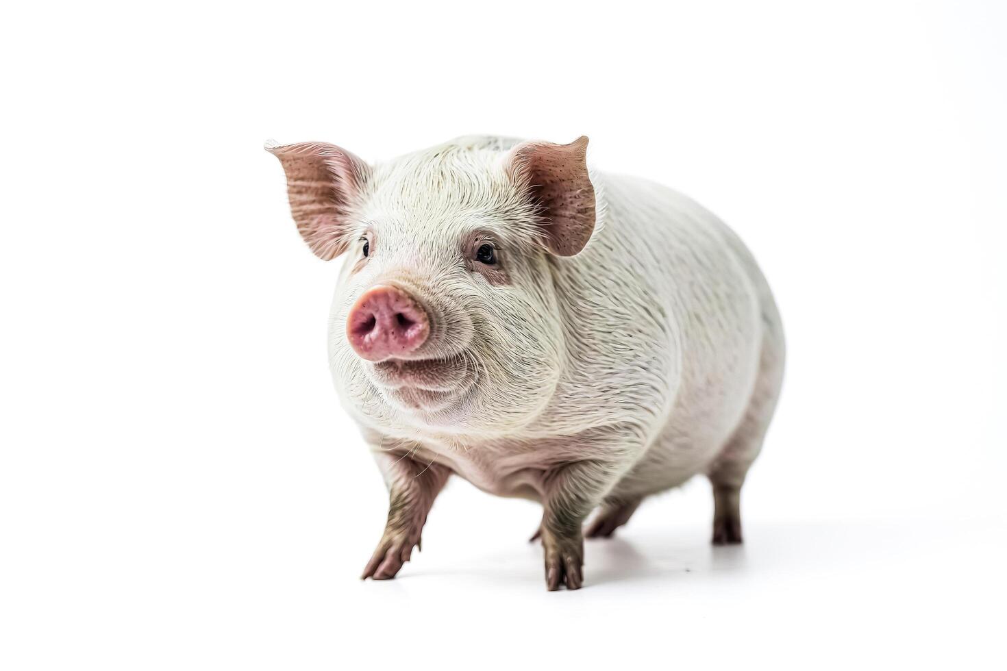 Cute Piglet Standing on White Background photo