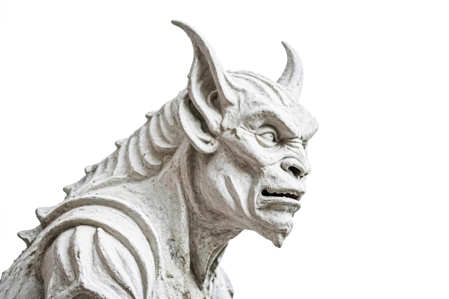 Close-up of a Stone Gargoyle with Horns photo