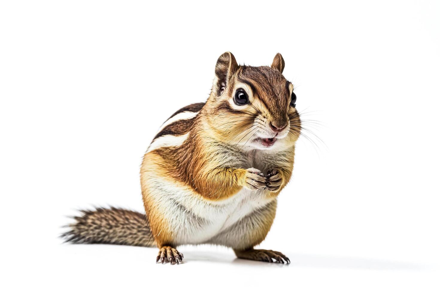 Cute Chipmunk Standing On White Background photo