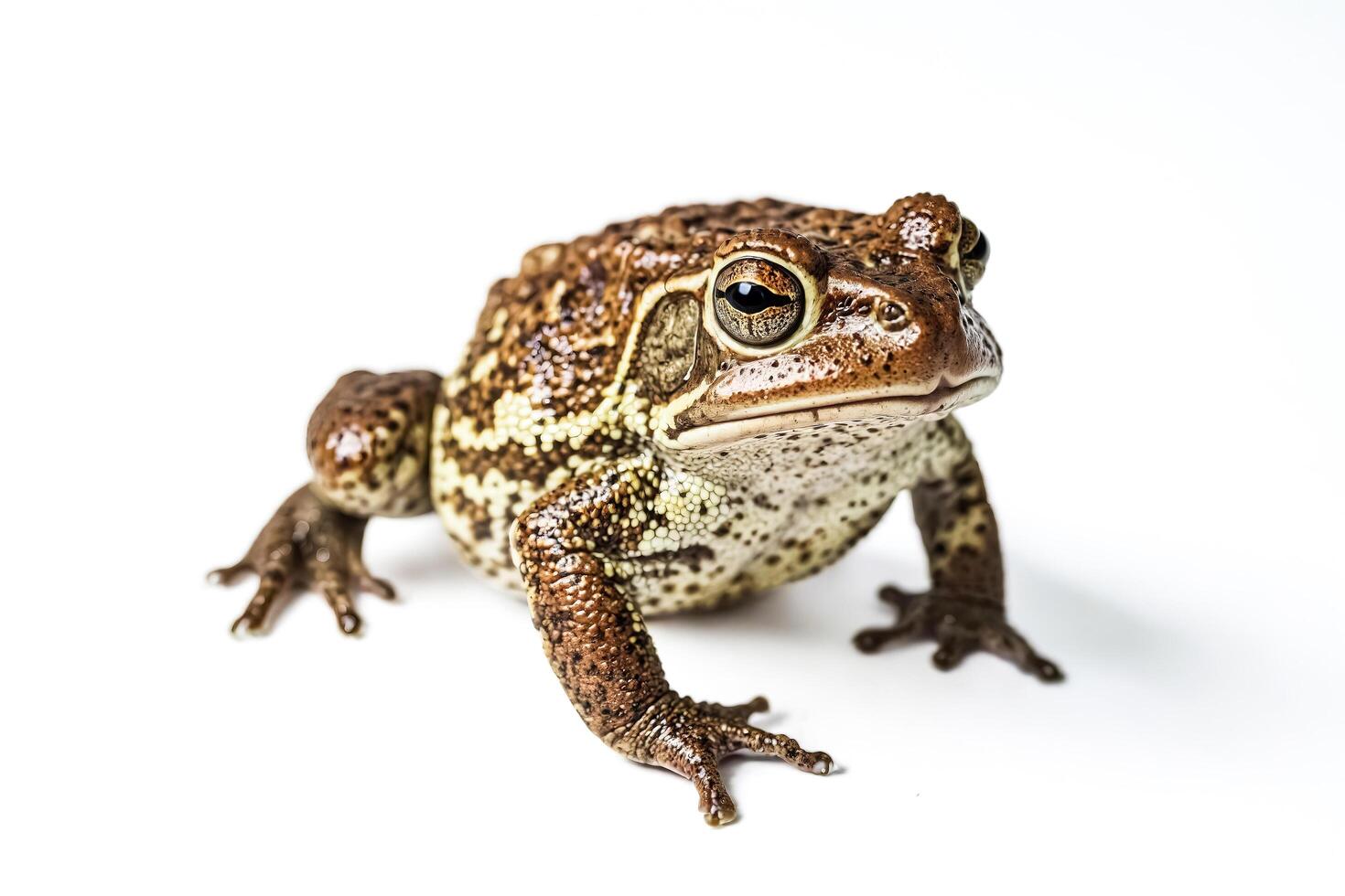 Close-up of a Brown Toad on a White Background photo