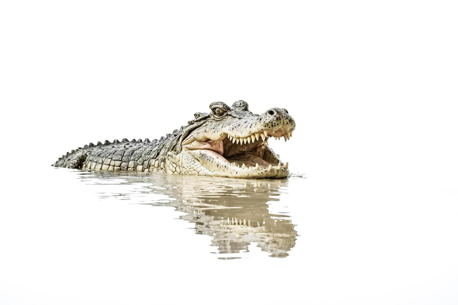 Crocodile with Open Mouth in Water photo