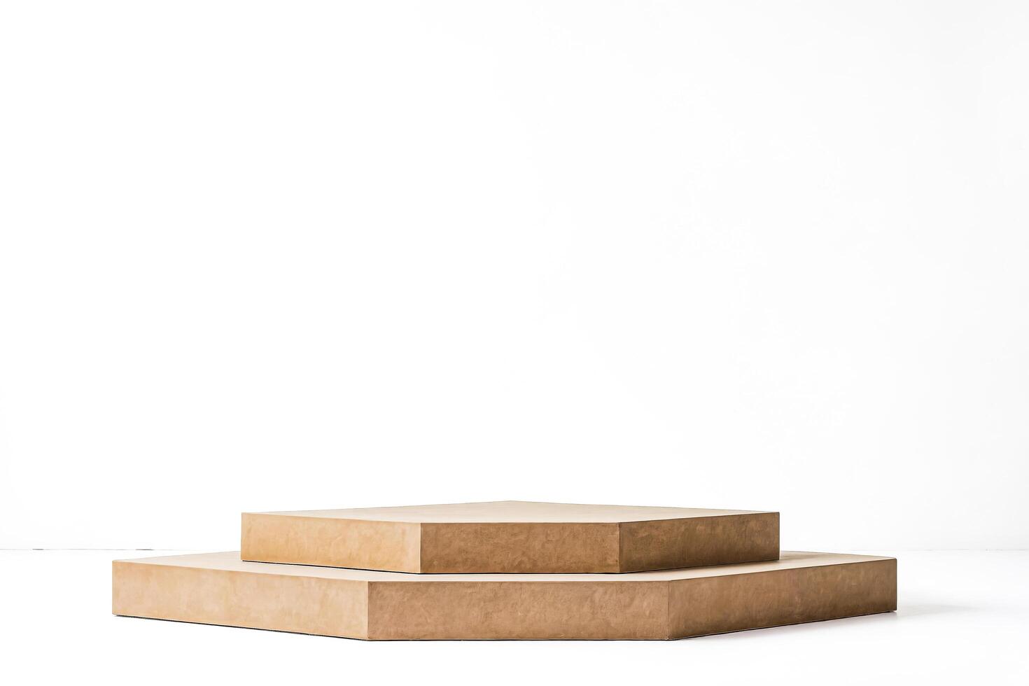 Two Hexagon Podiums on White Background photo