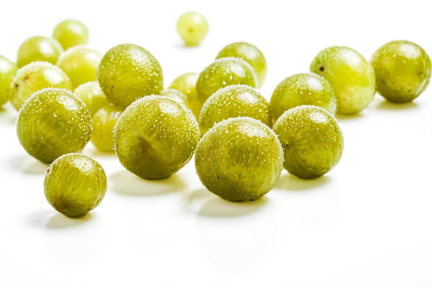 Green Grapes on a White Background photo
