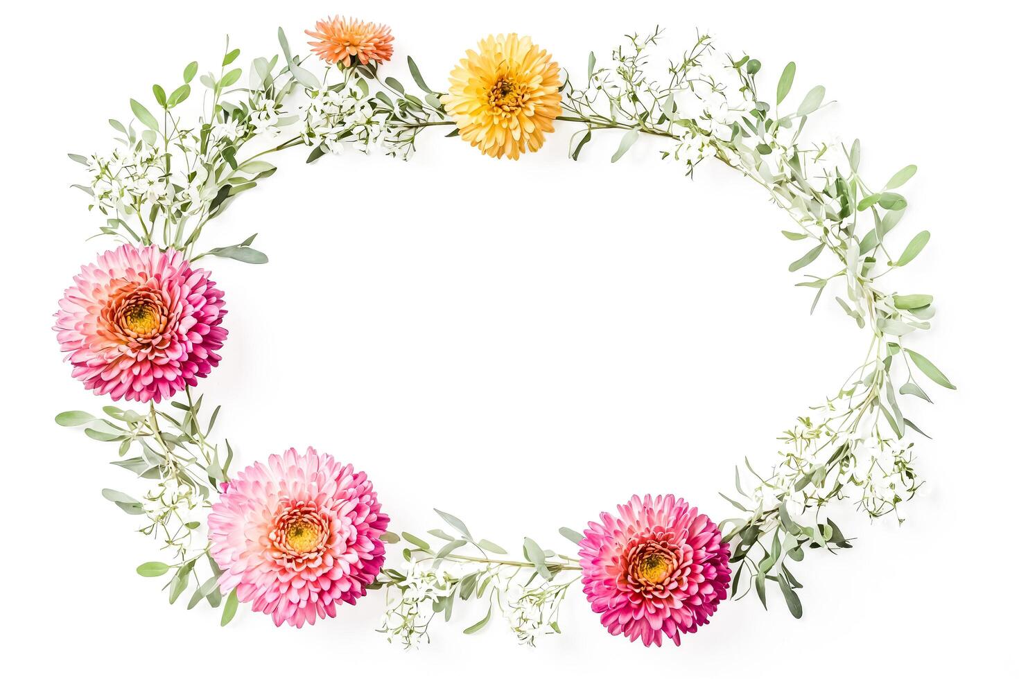 Floral Frame with Pink and Yellow Flowers photo