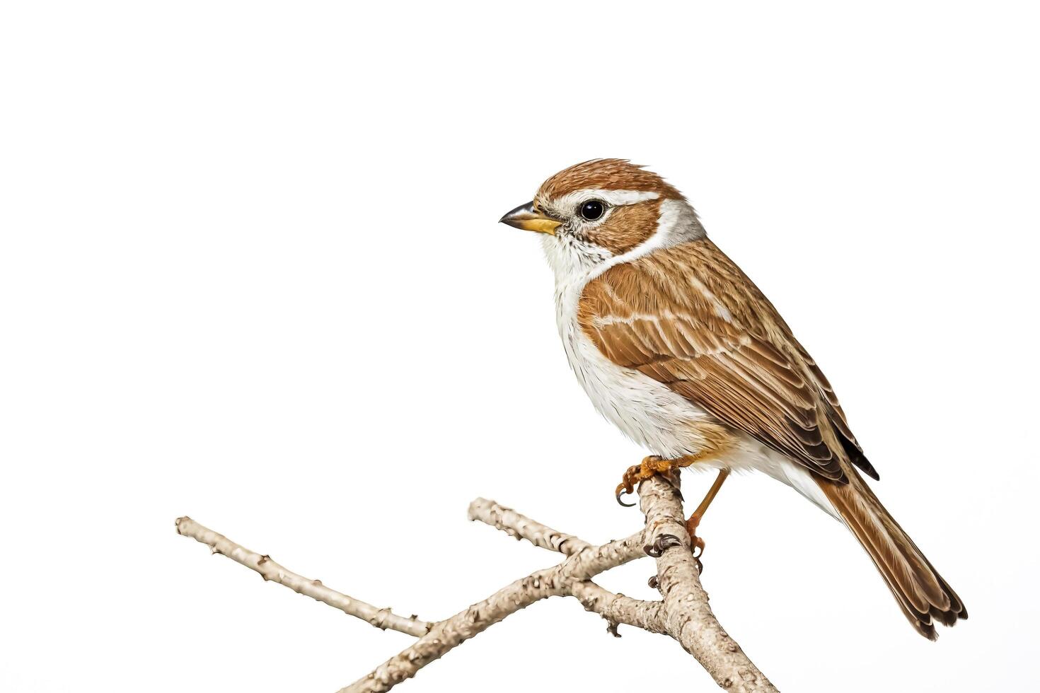 Close-up of a small brown bird perched on a branch photo