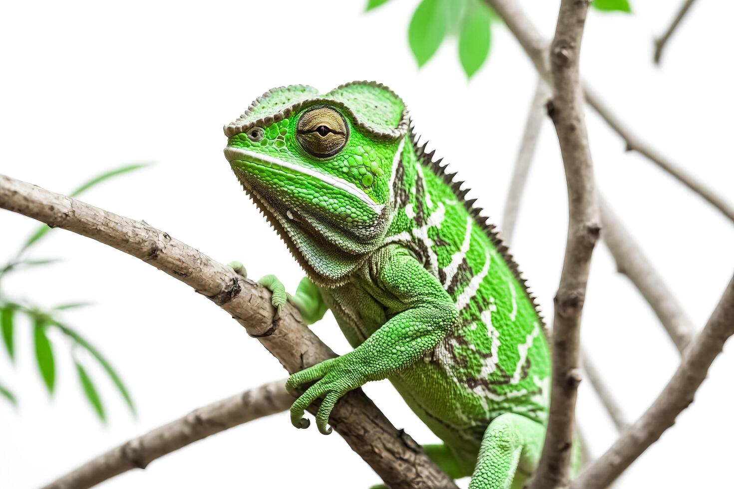 Green Chameleon on a Branch photo