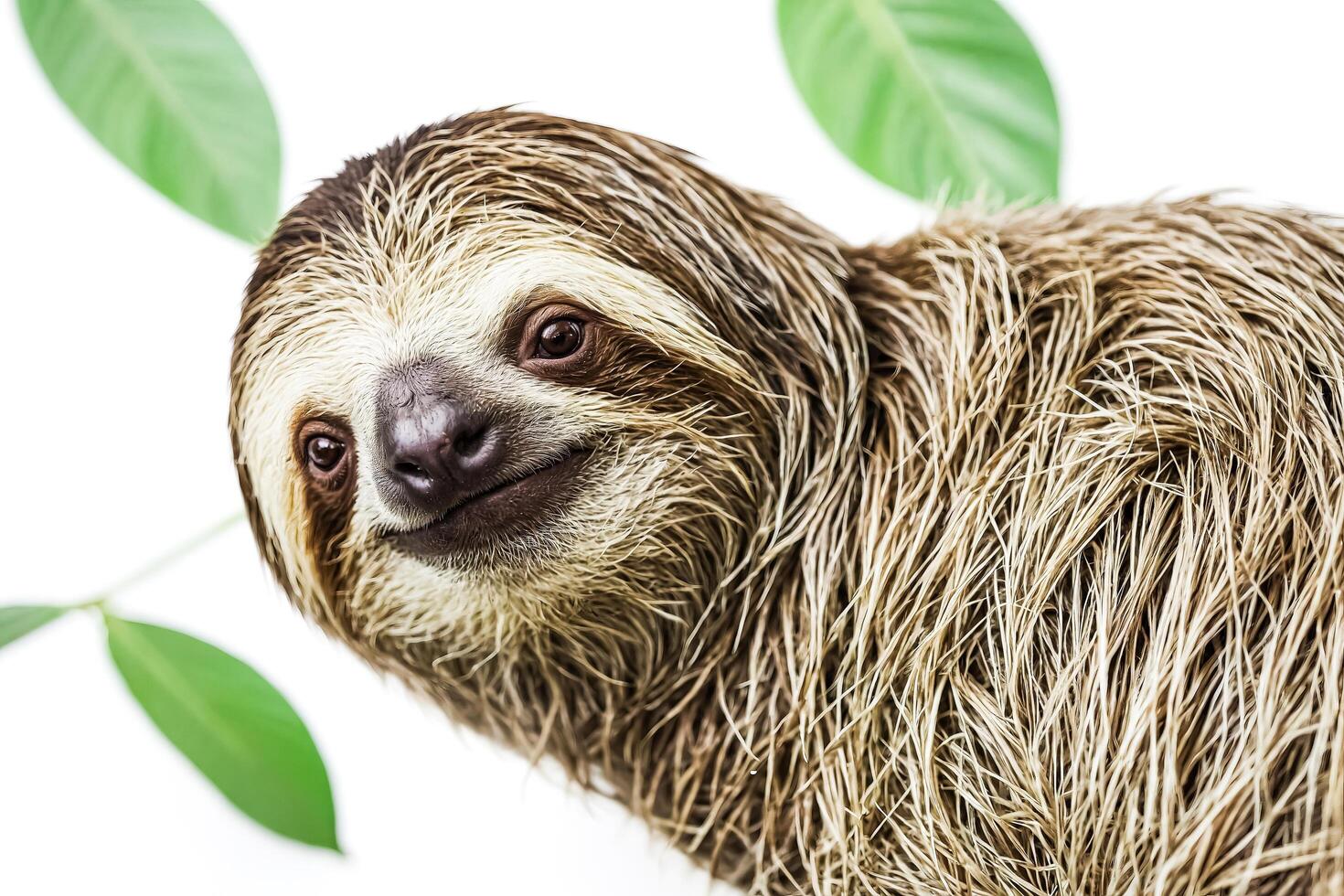 Close Up Portrait of a Sloth with a Curious Expression photo