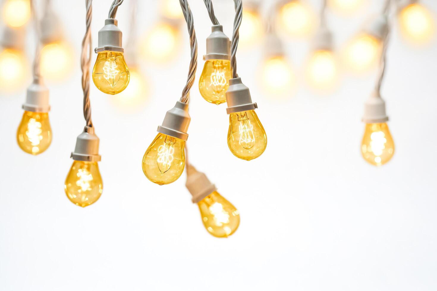 String of  Warm White Edison Bulbs on White Background photo