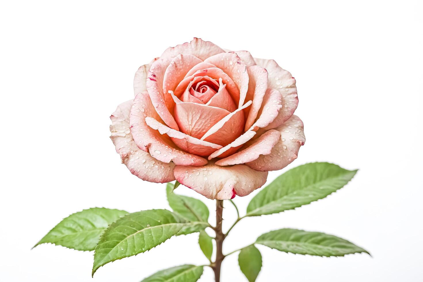 Single Pink Rose with Dew Drops photo
