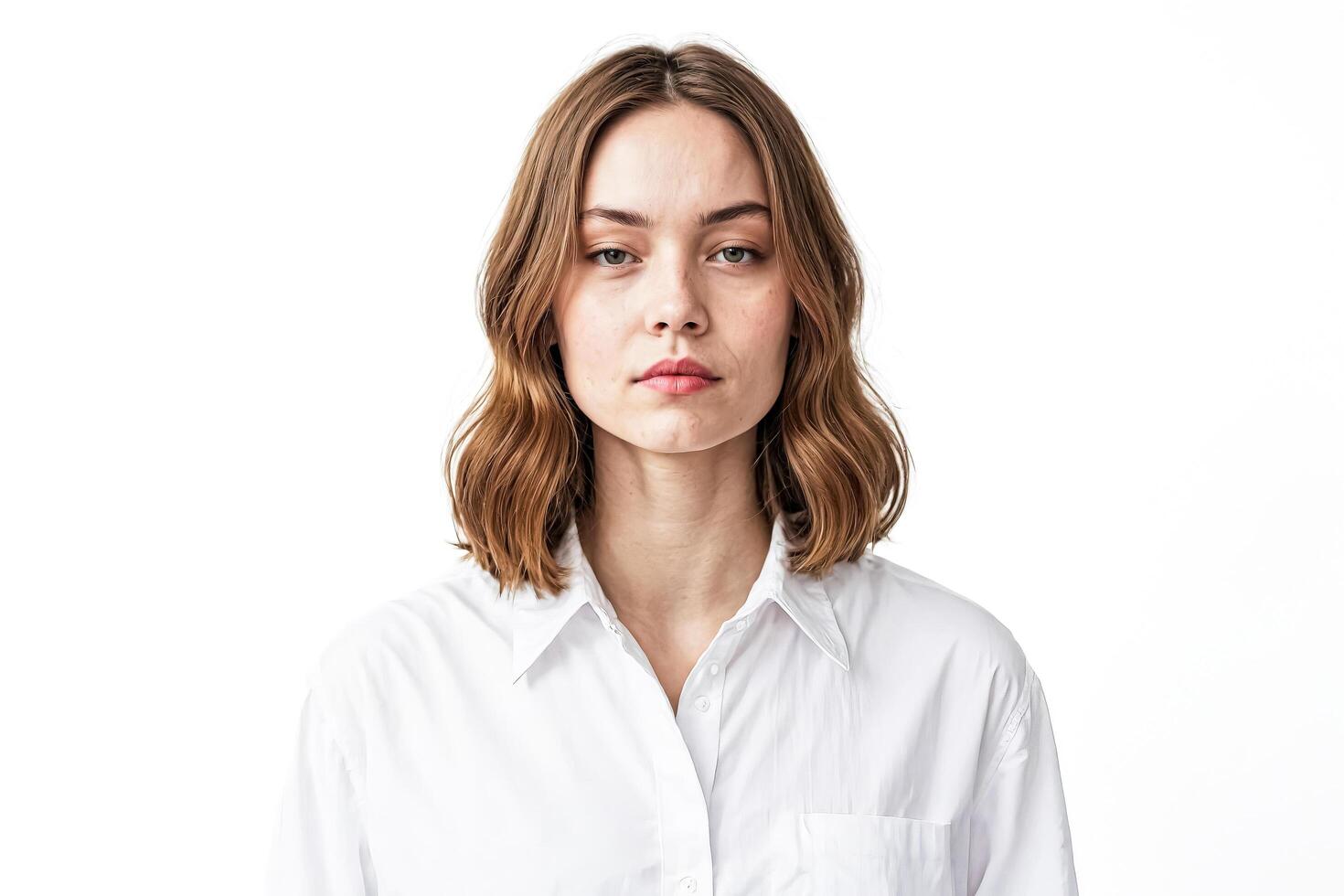 Young Woman in White Shirt Looking at the Camera photo