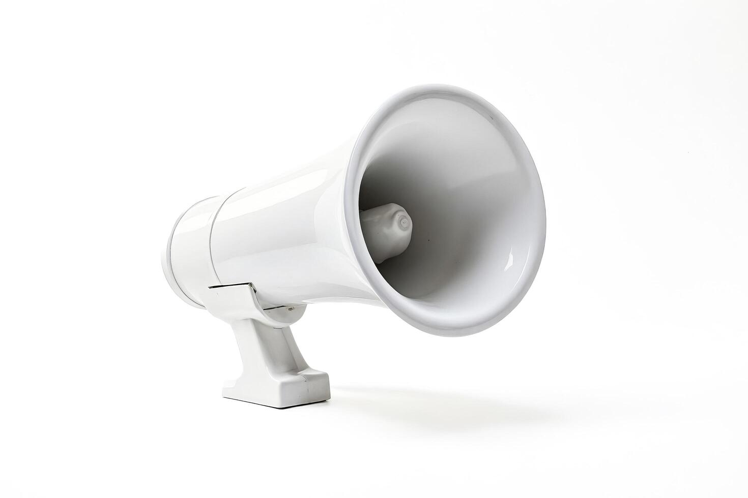 White megaphone on white background photo