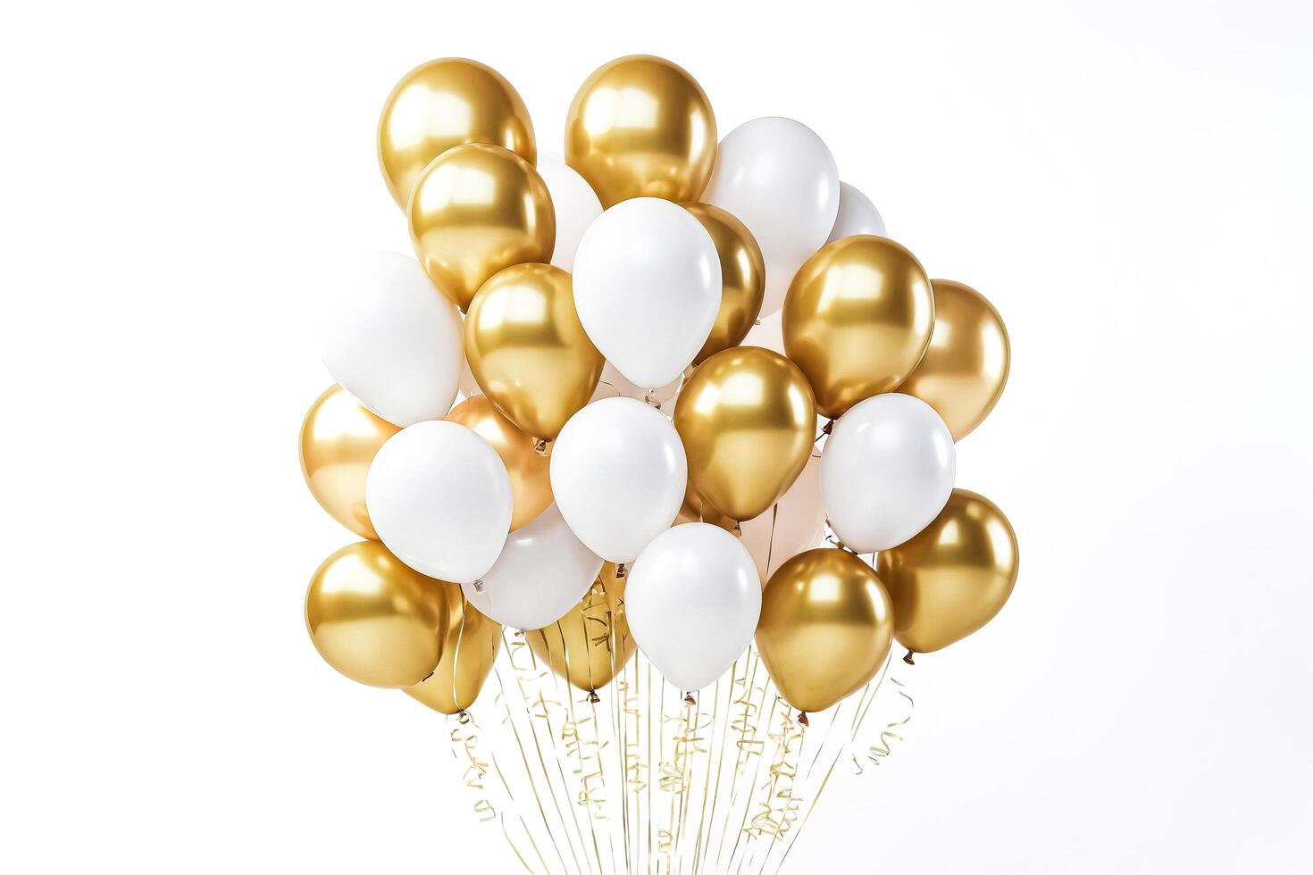 Gold and White Balloons Bunch photo