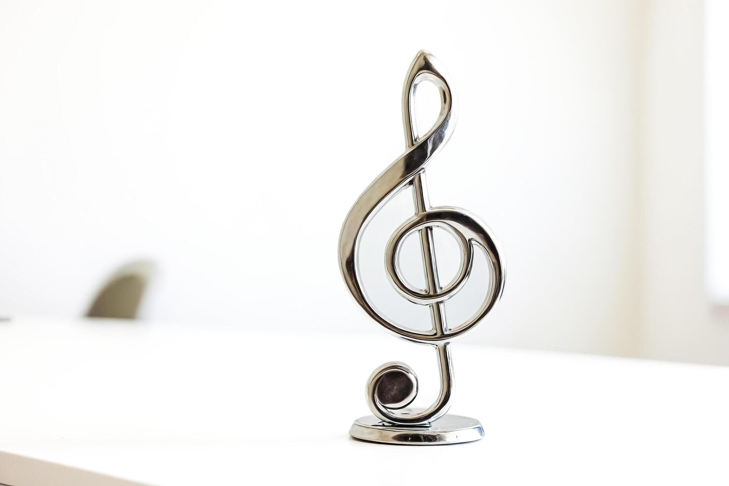 Silver Treble Clef Music Note Figurine photo