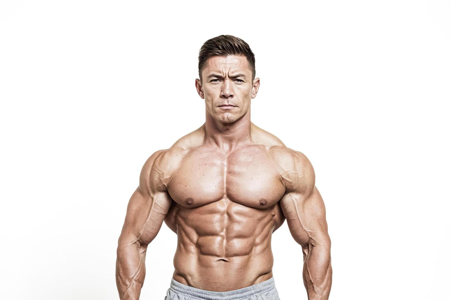 Muscular Man Posing with Defined Abs photo