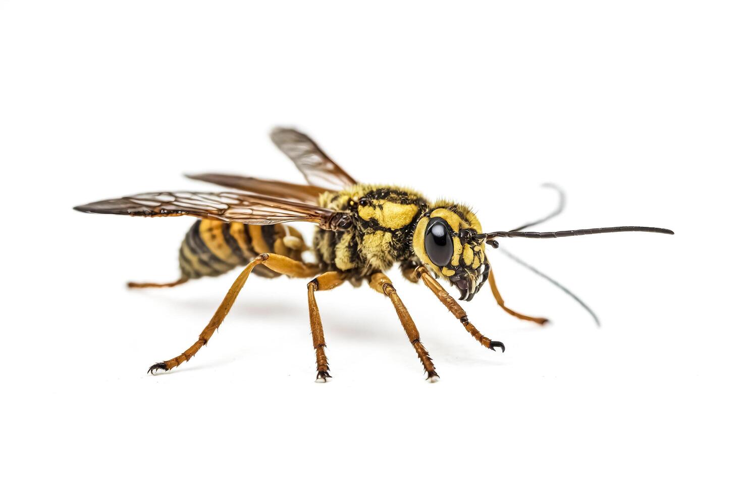 Yellow and Black Wasp on White Background photo