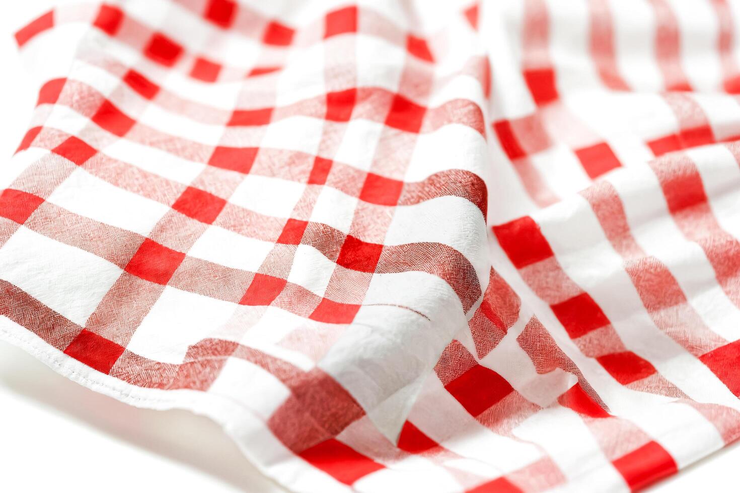 Red and White Checkered Tablecloth Close Up photo