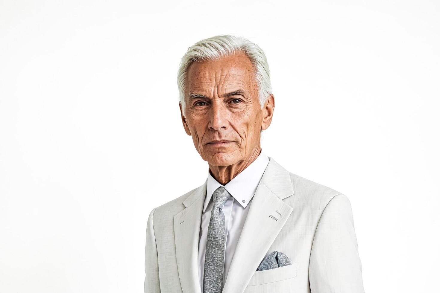 Confident Senior Man in White Suit photo