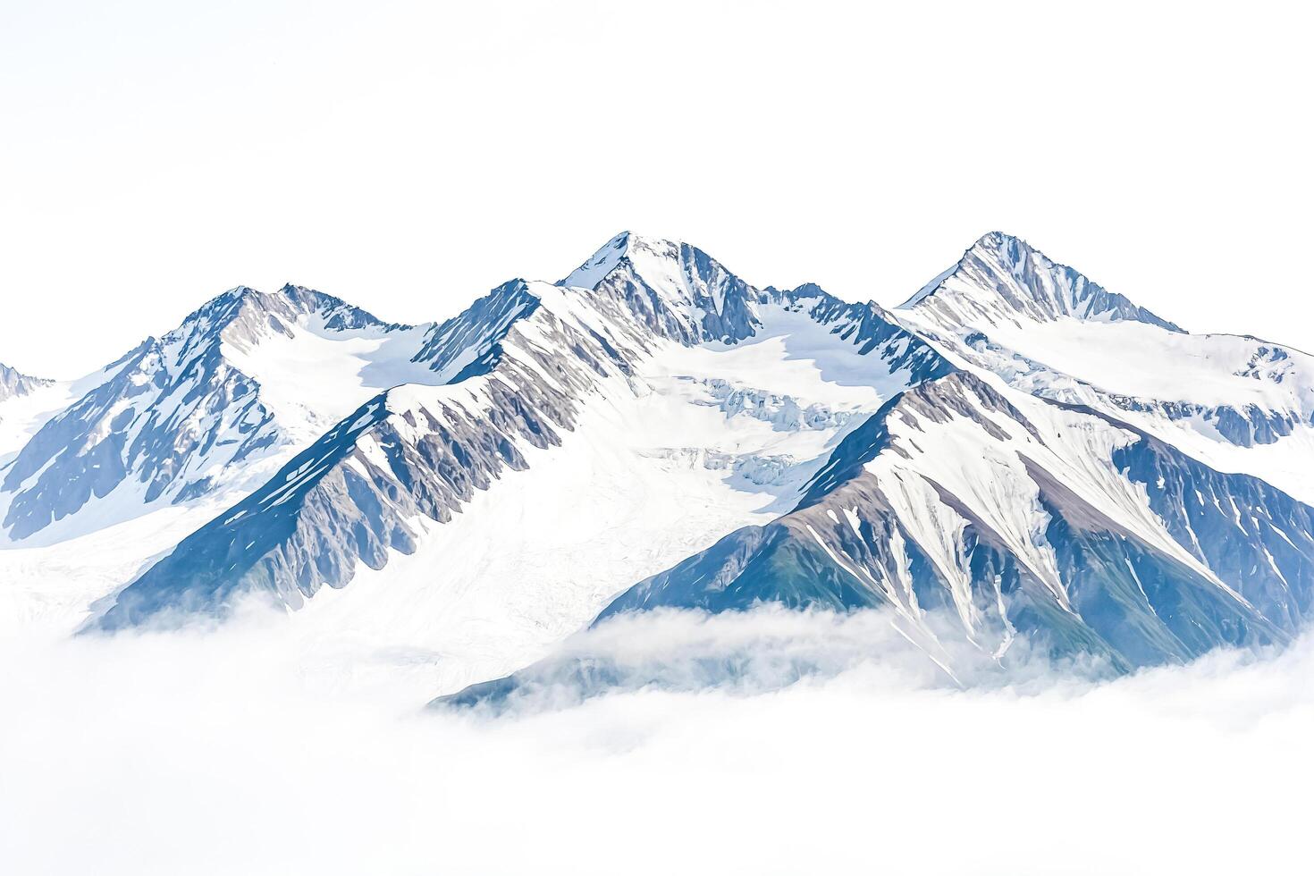 Snowy Mountain Peaks Emerging from Clouds photo