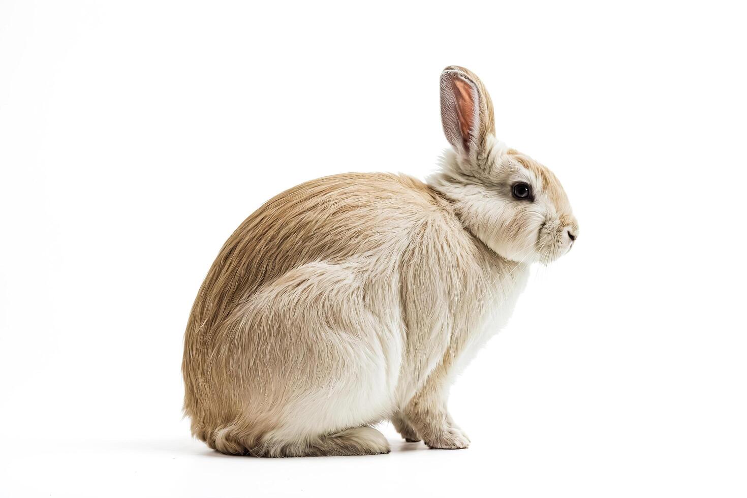 Adorable fluffy bunny rabbit isolated on white background photo