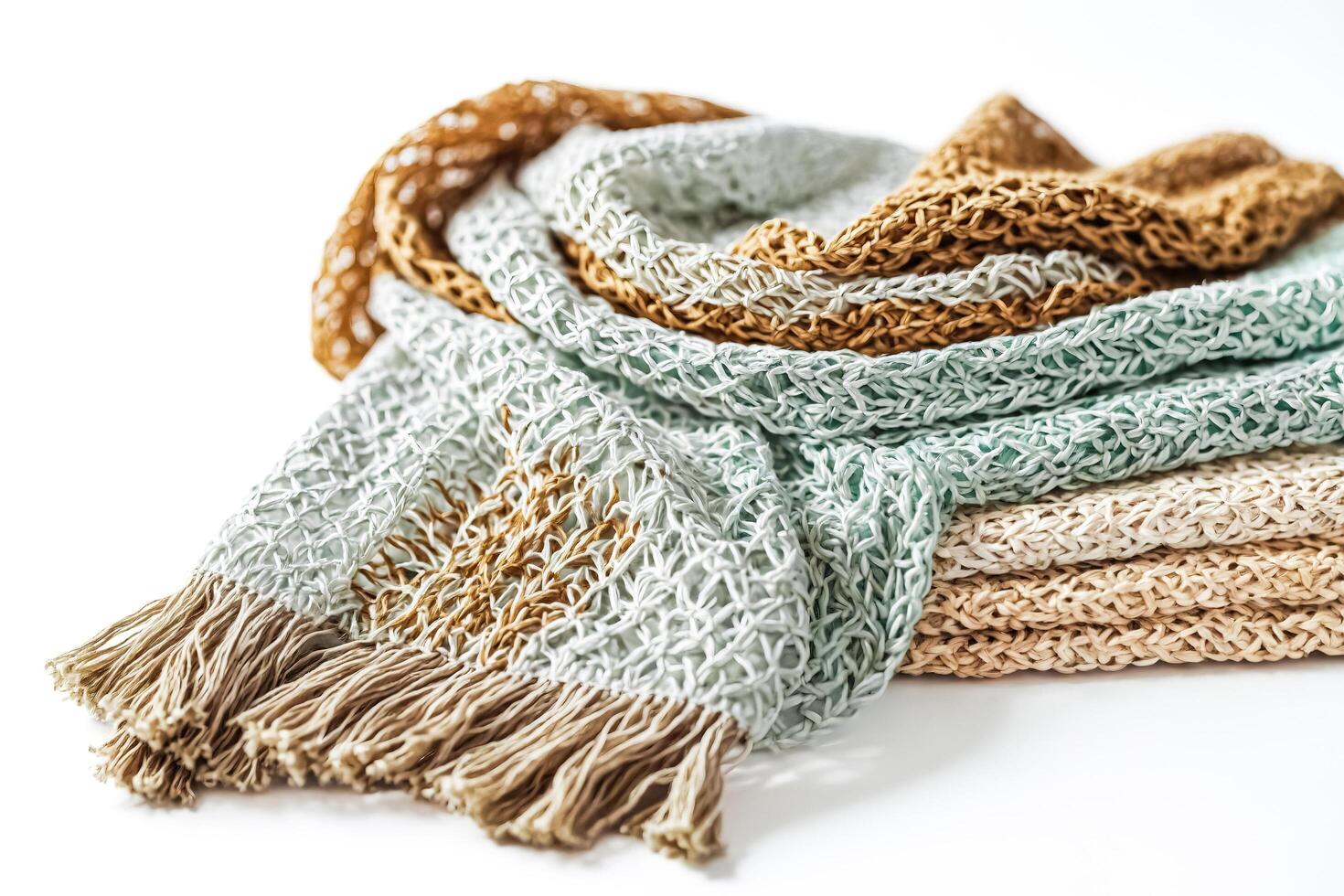 Soft Knitted Scarf in Neutral Colors photo