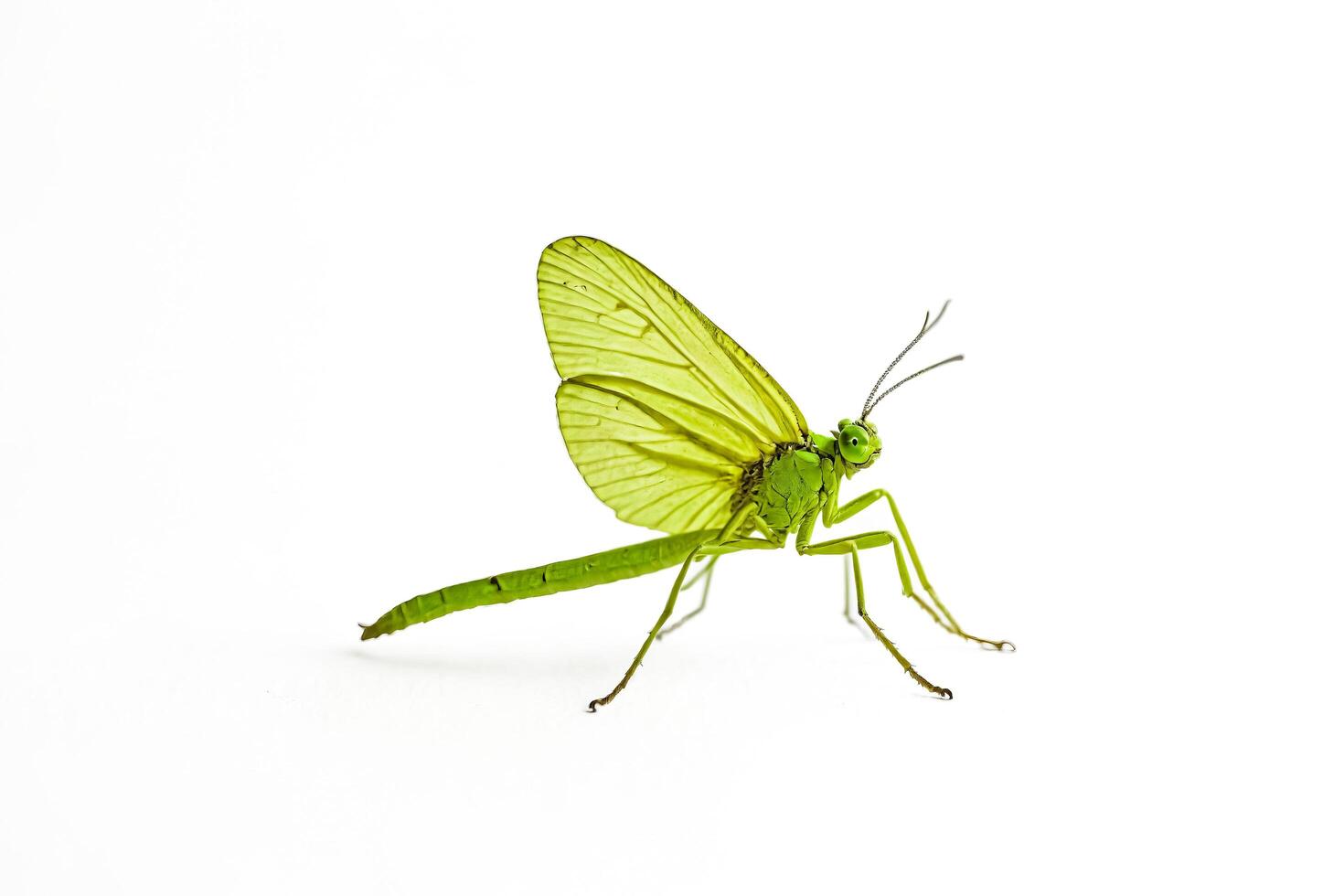 Green Mayfly on White Background photo
