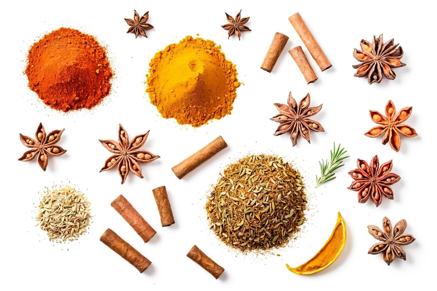 Assorted Spices and Herbs Isolated on White Background photo