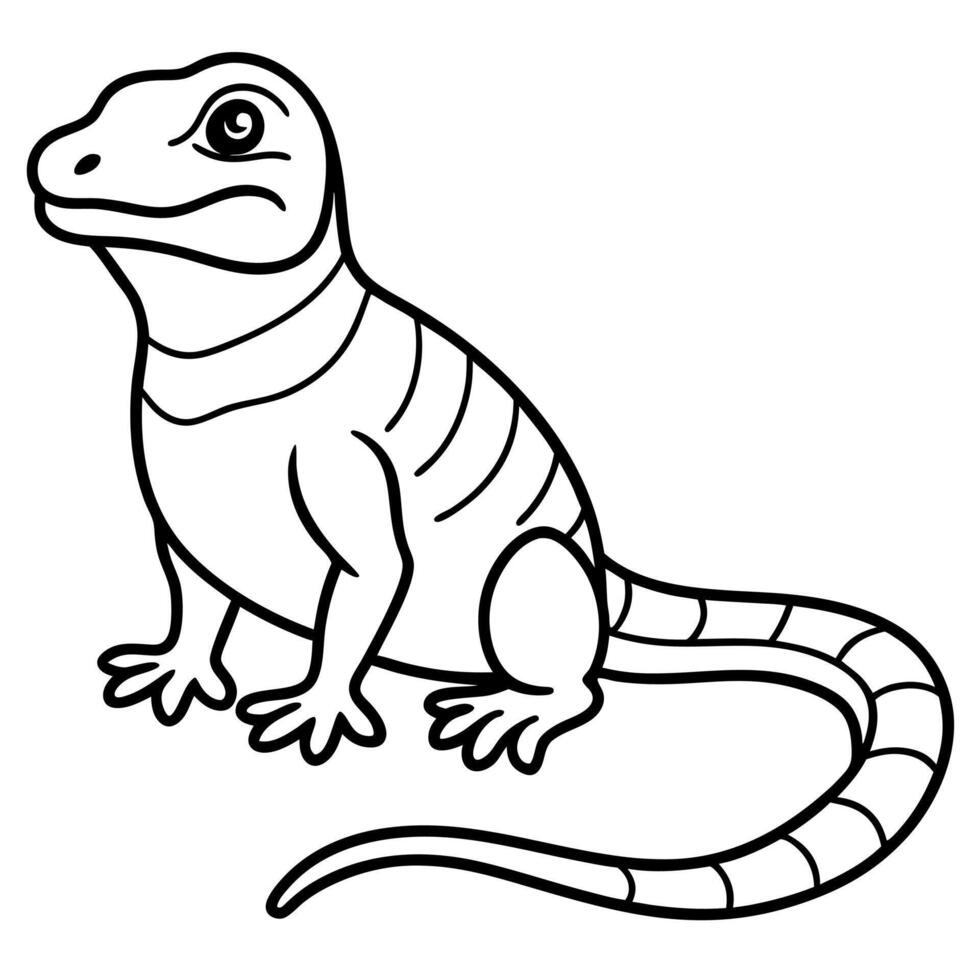 Earless Monitor Lizard sits icon vector