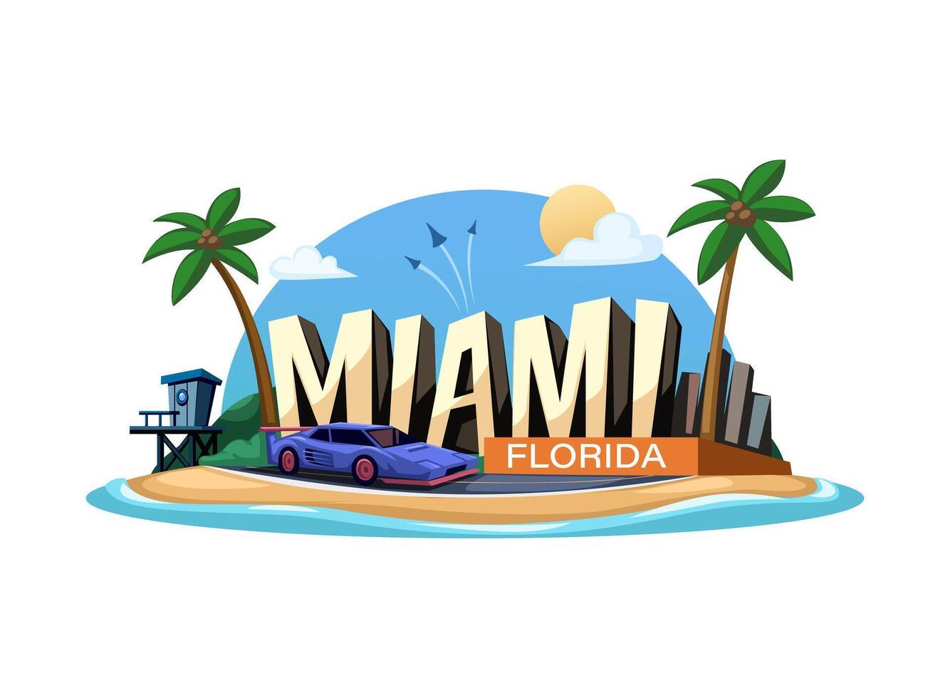 Miami Florida Travel Mascot Illustration vector