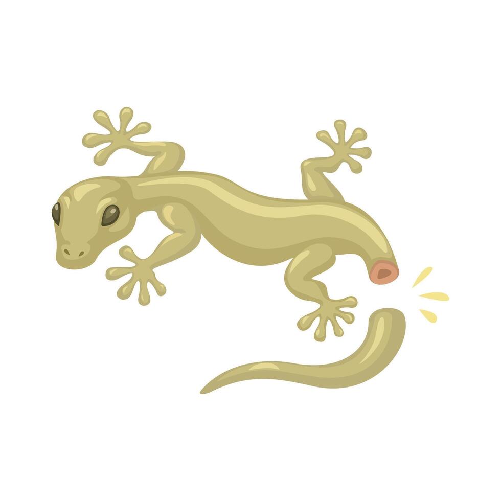 Lizard Drop its tail to Defense Mechanism Cartoon Illustration vector