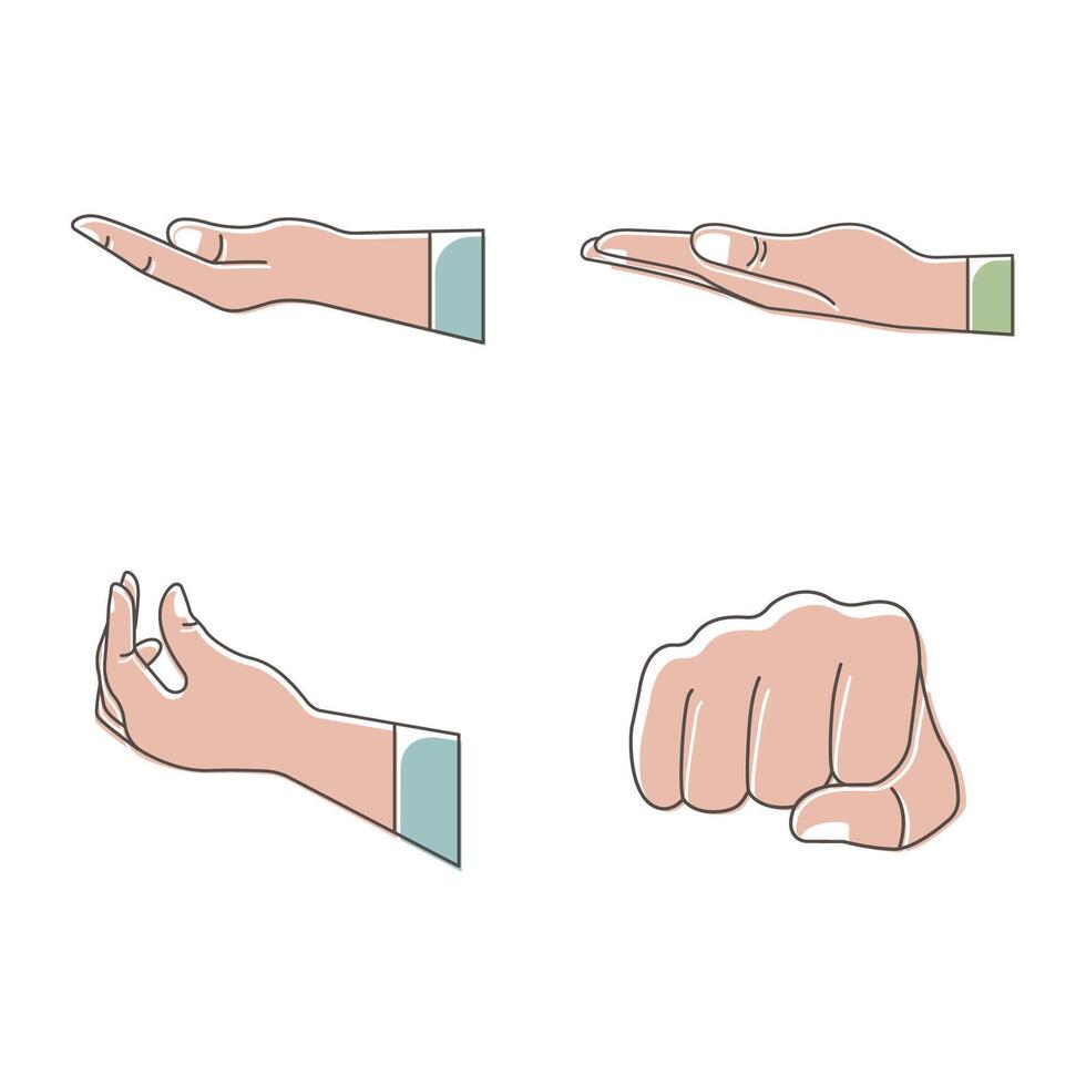 Hand Gesture Symbol Filled Line Style Illustration Set Collection vector
