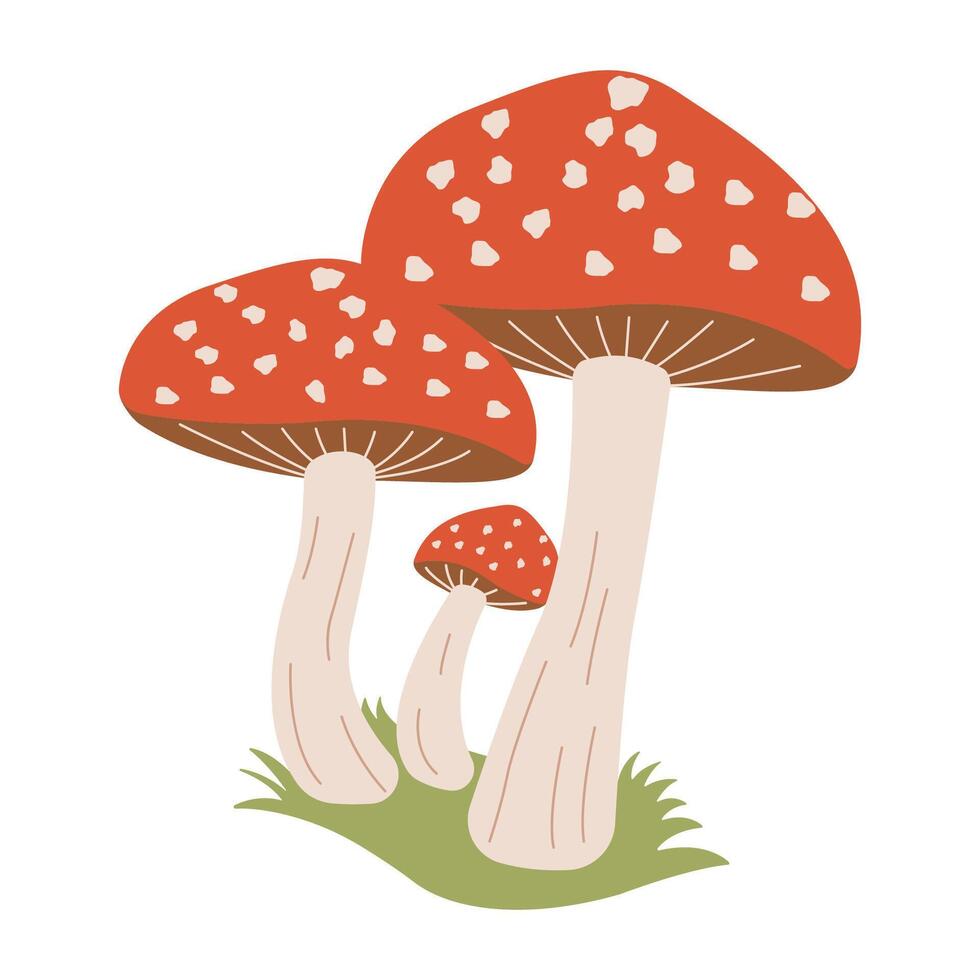 Cute Red Mushroom Polka Dots Fungi Fungus Food Illustration Sticker vector