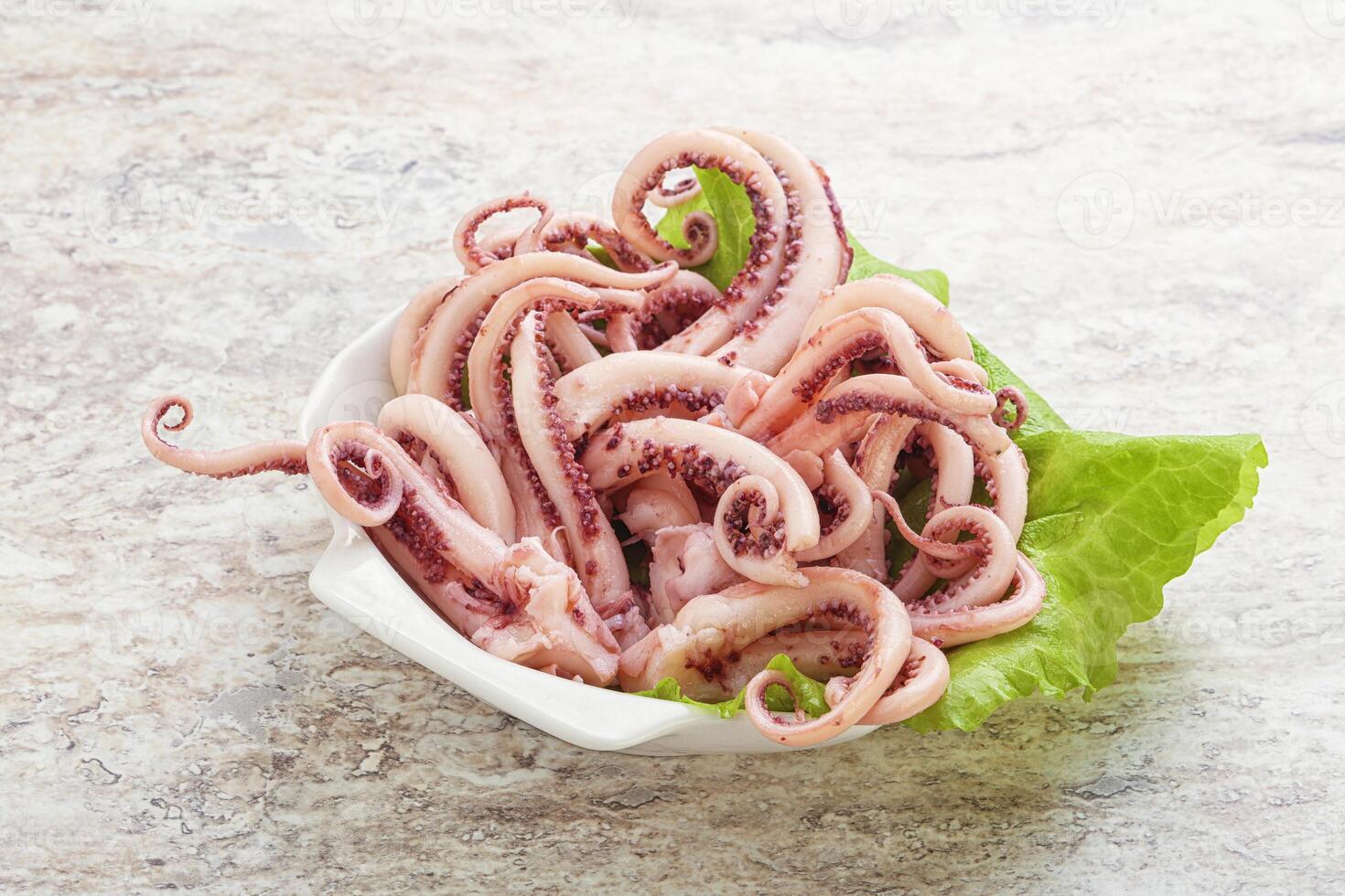 Marinated squid tentacles in the bowl photo