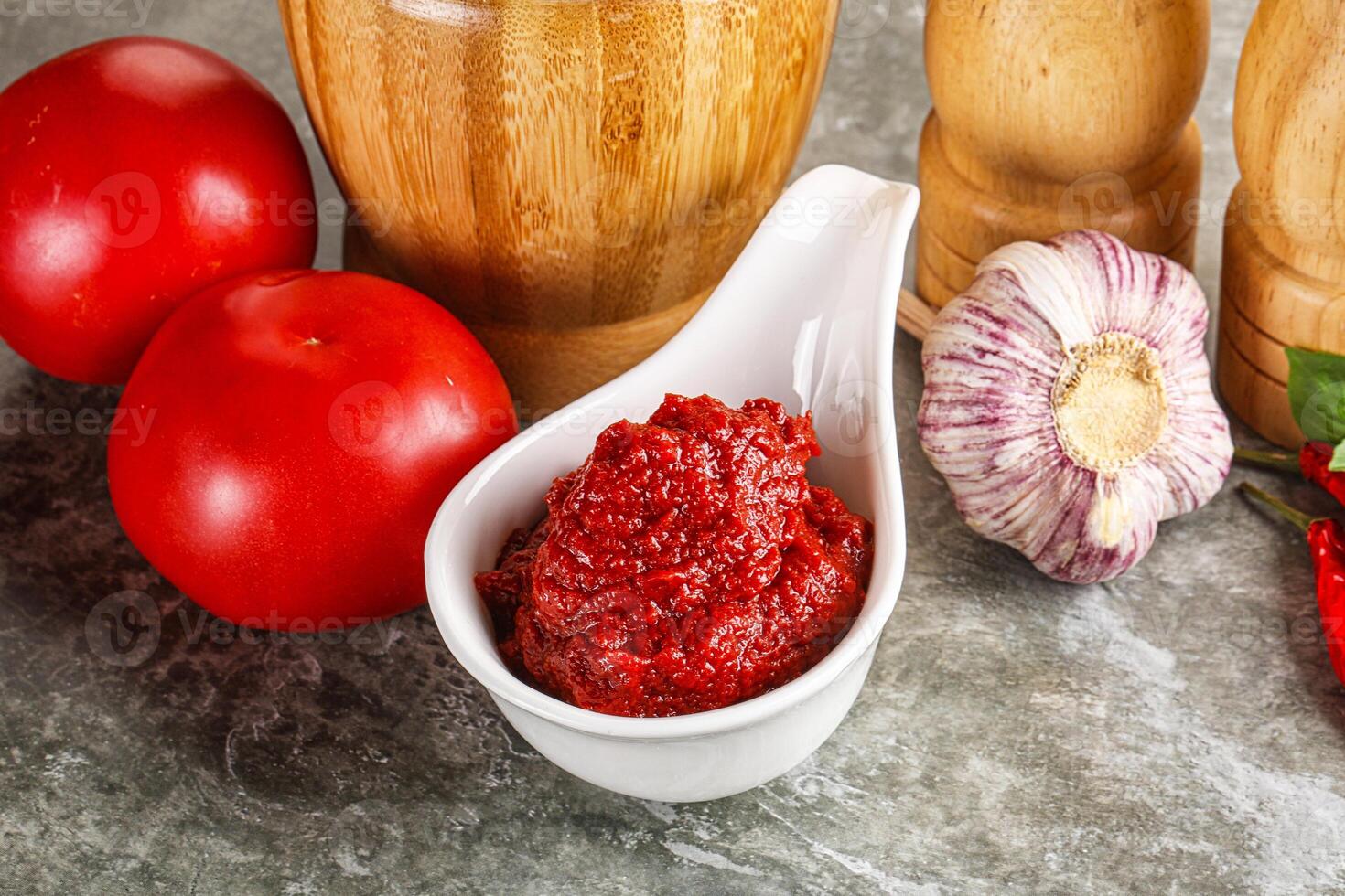 Natural organic red tomato paste photo