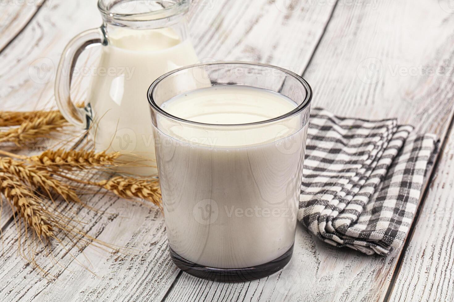 Organic milk in the glass photo