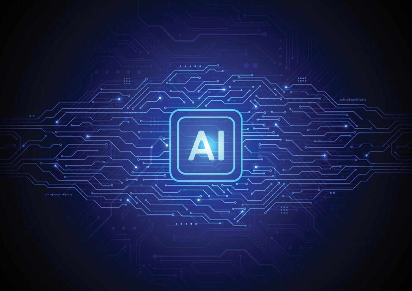 Artificial intelligence chipset on circuit board in futuristic concept technology artwork for web, banner, card, cover vector