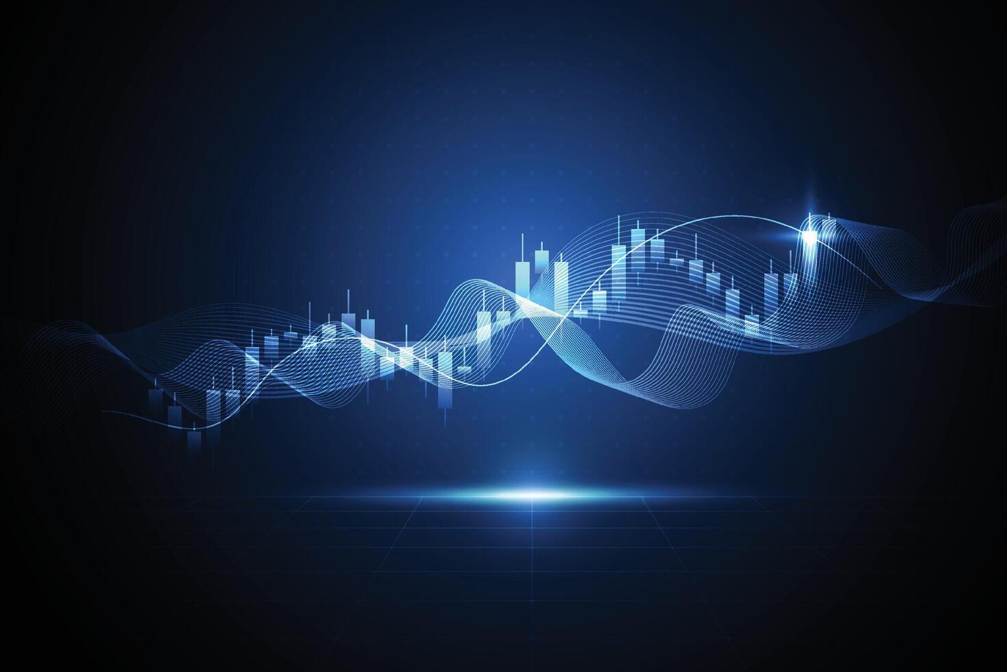 Business candle stick graph chart of stock market investment trading on white background design. Bullish point, Trend of graph vector