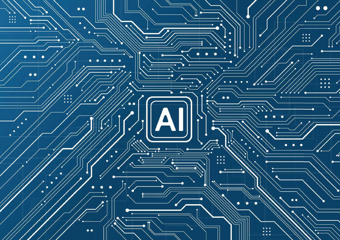 Artificial intelligence chipset on circuit board in futuristic concept technology artwork for web, banner, card, cover vector