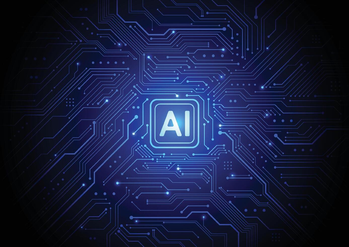 Artificial intelligence chipset on circuit board in futuristic concept technology artwork for web, banner, card, cover vector