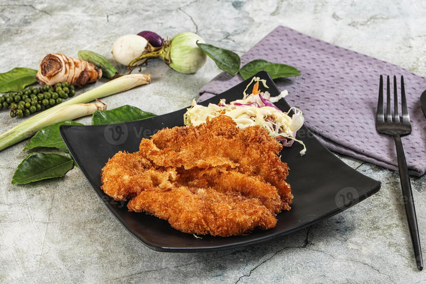 Tonkatsu fried cutlet with cabbage photo