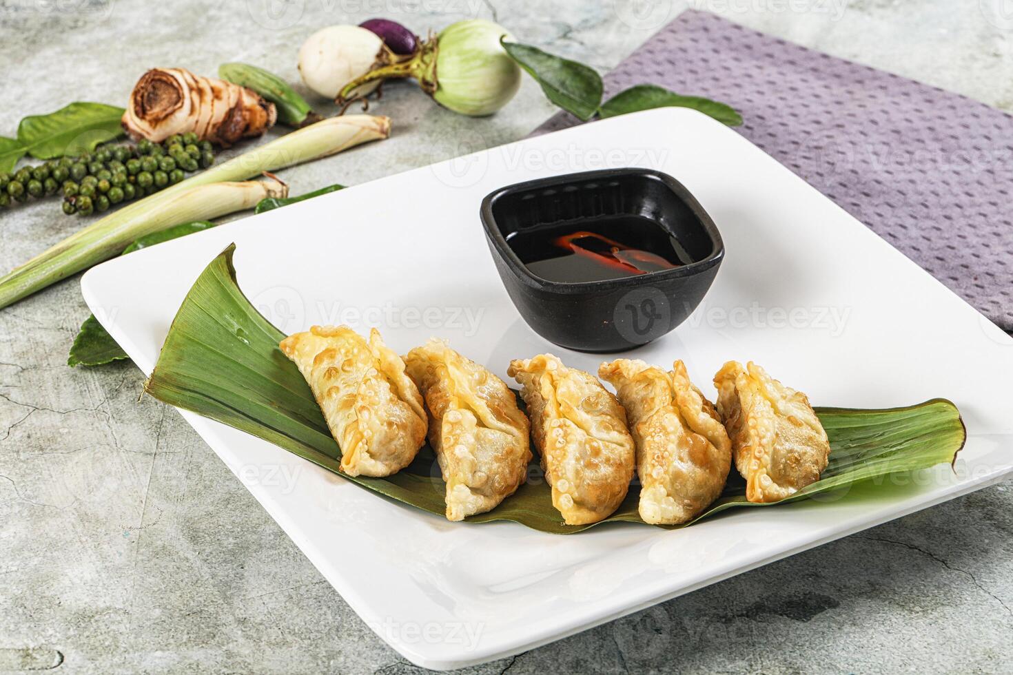 Japanese cuisine - stuffed dumplings gyoza photo