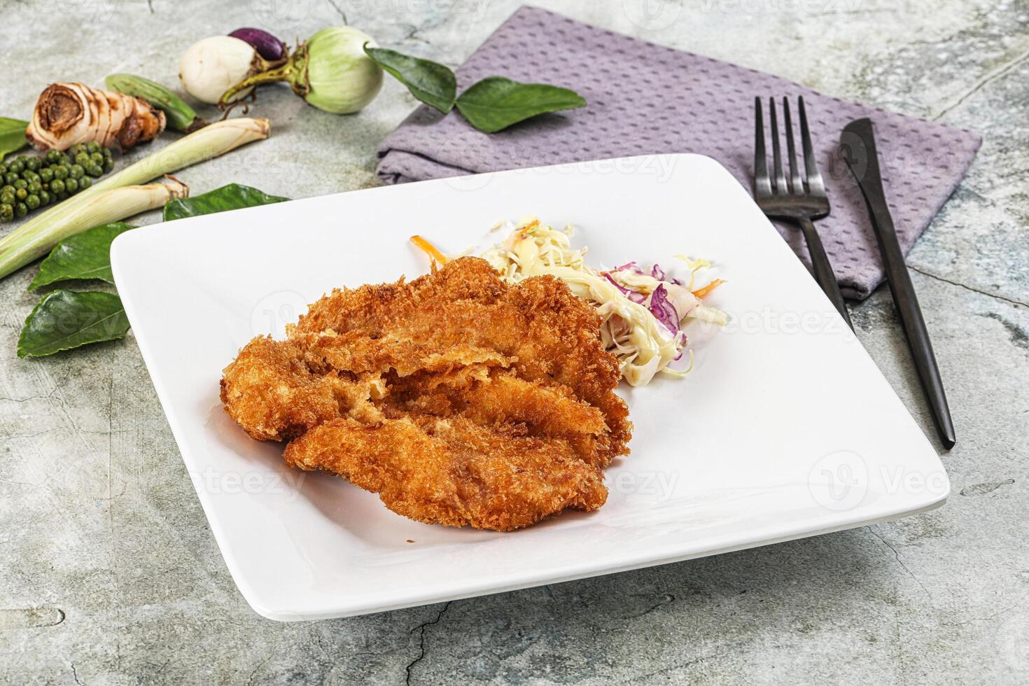 Tonkatsu fried cutlet with cabbage photo