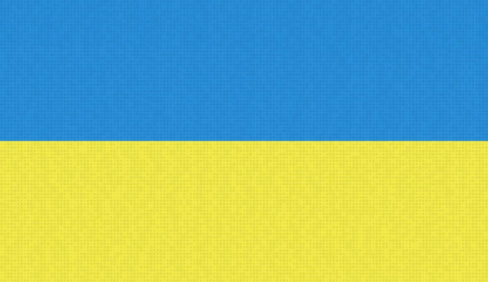 Ukraine flag background. Blue and yellow color. Textile material - repeatable dotted texture. Concept of confrontation. Symbol of independence vector