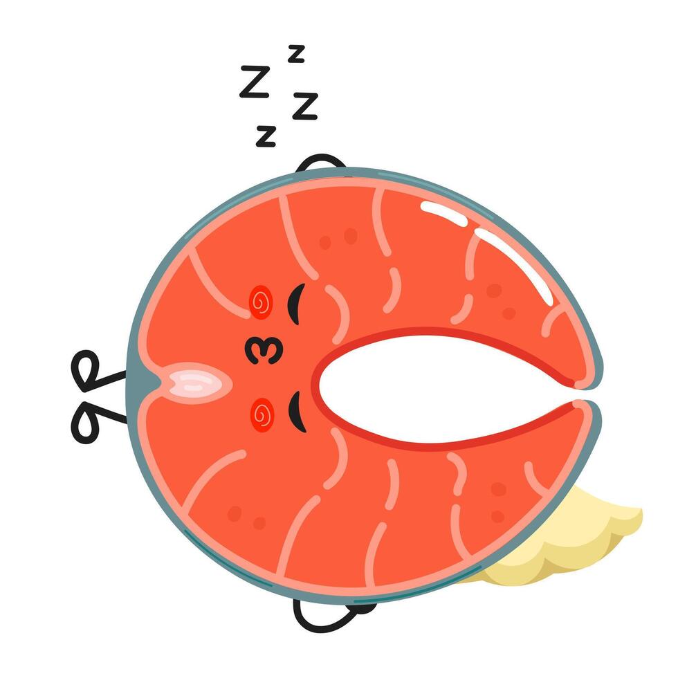 Red fish salmon sleeping character vector
