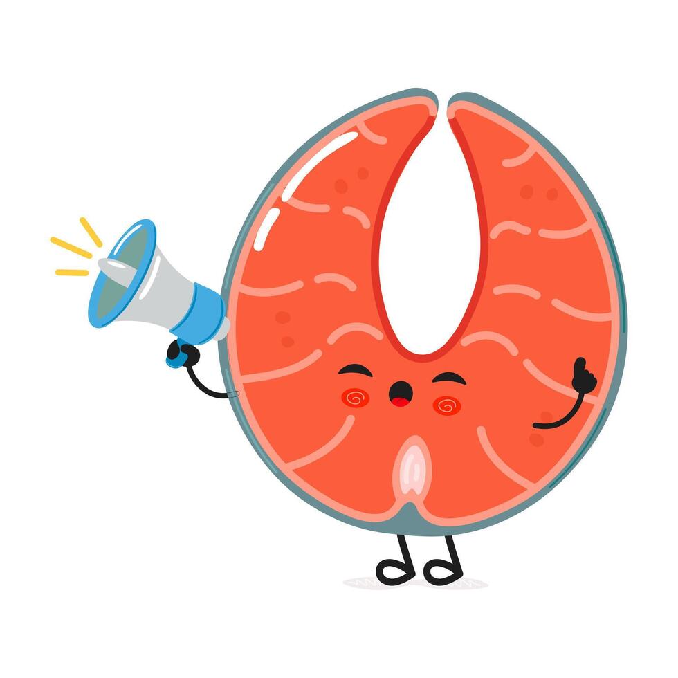 Red fish salmon with loudspeaker characte vector