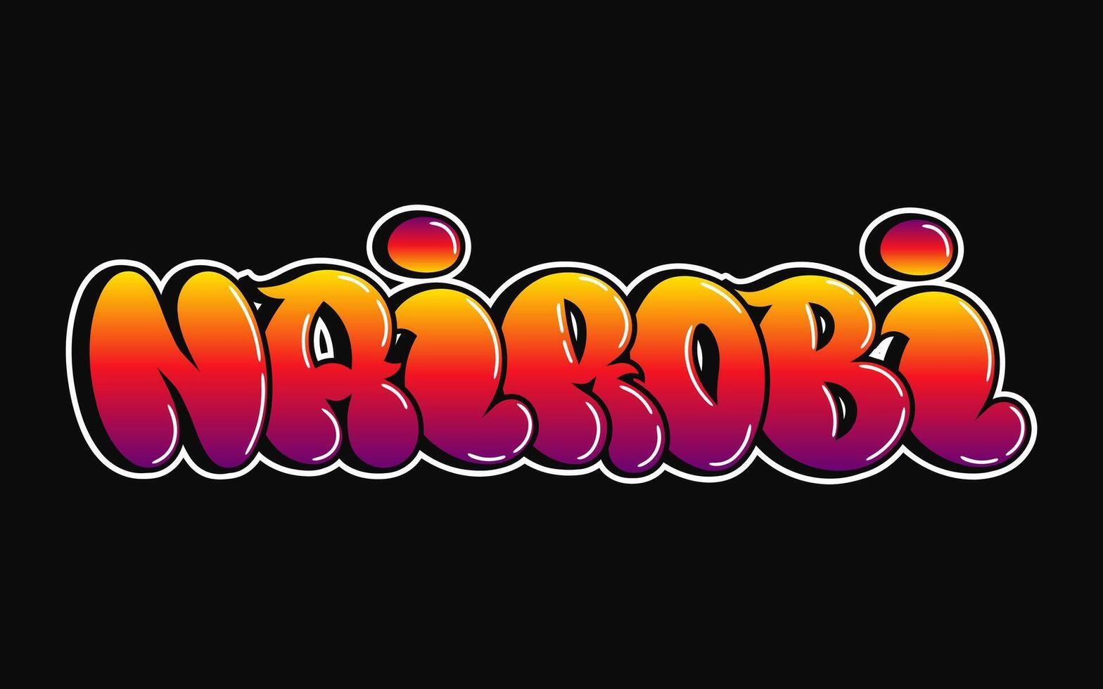 Nairobi - single word, letters graffiti style vector
