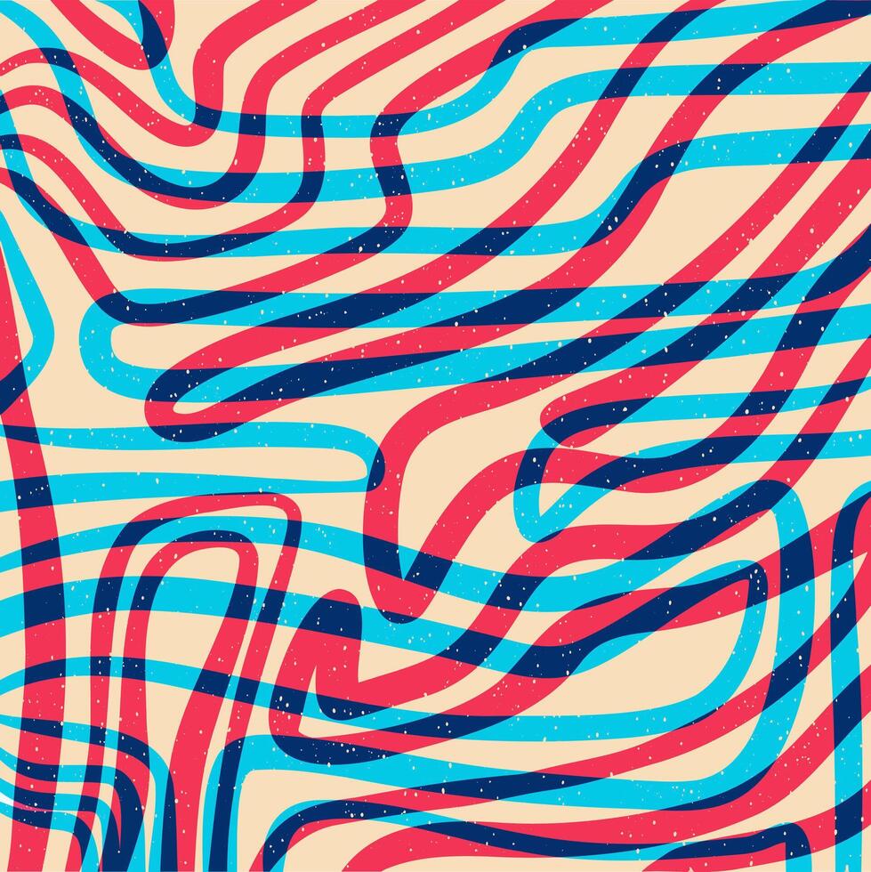 Abstract line background with red and blue line. Riso print effect. vector