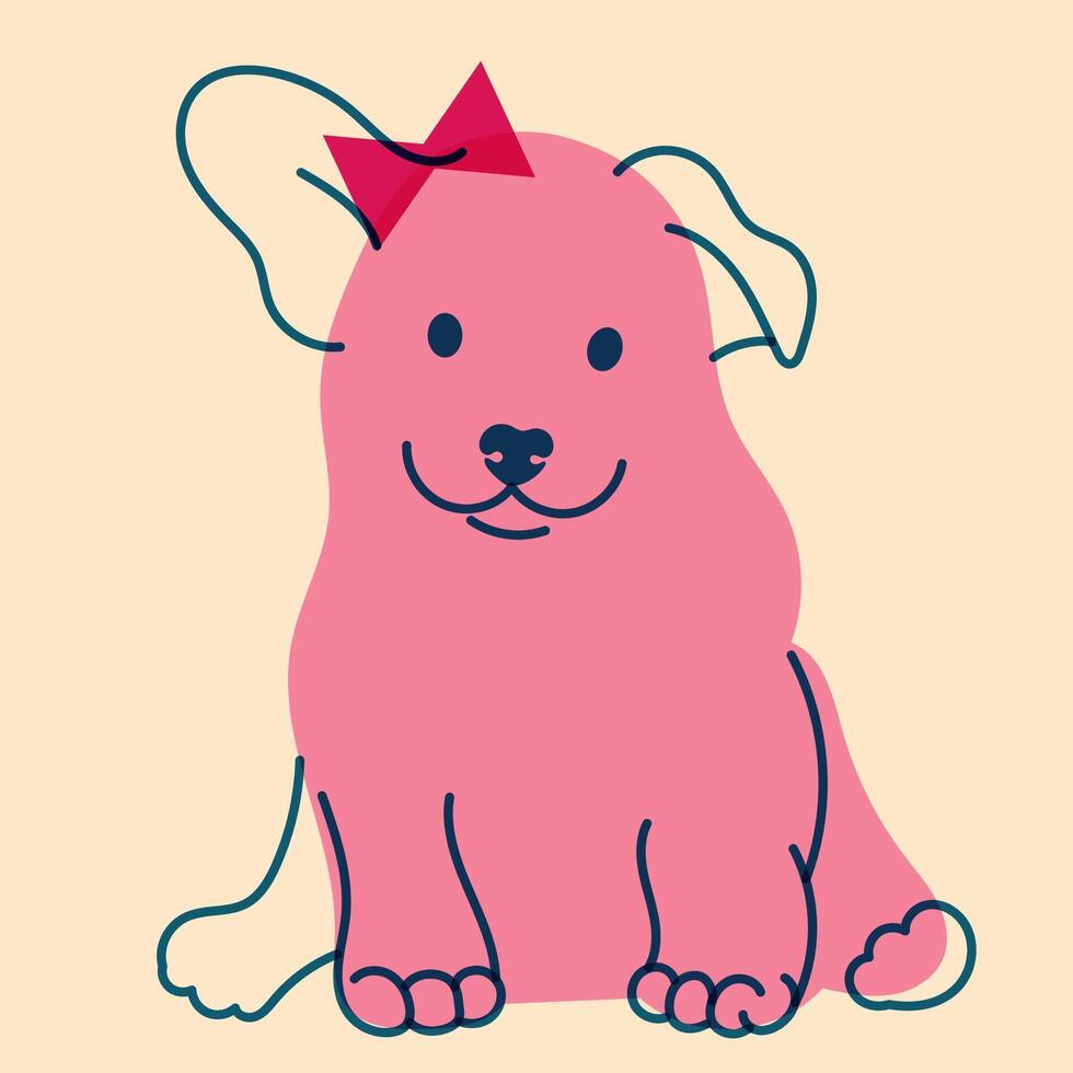 Dog, puppy. Avatar, badge, poster, logo templates, print. illustration in a minimalist style with Riso print effect. Flat cartoon style vector